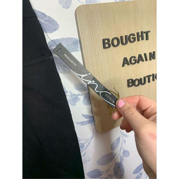 INC Distressed Denim Angled Mop Hem Black Pants Size 12 NWT - Picture 6 of 8